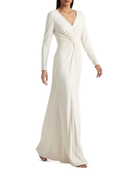 Twist Front V Neck Gown