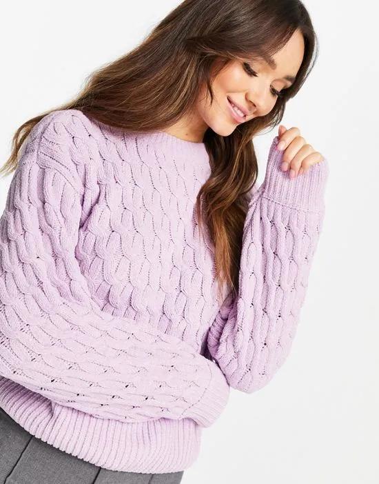 twist knit sweater in lilac