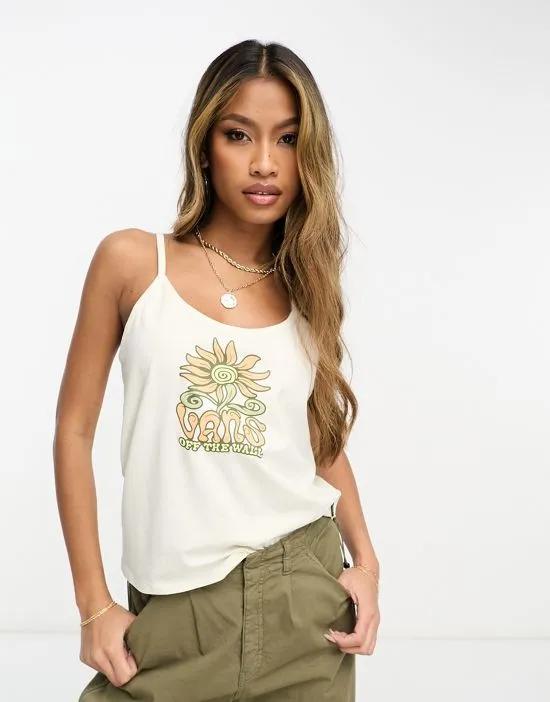 twisted floral print tank top in white