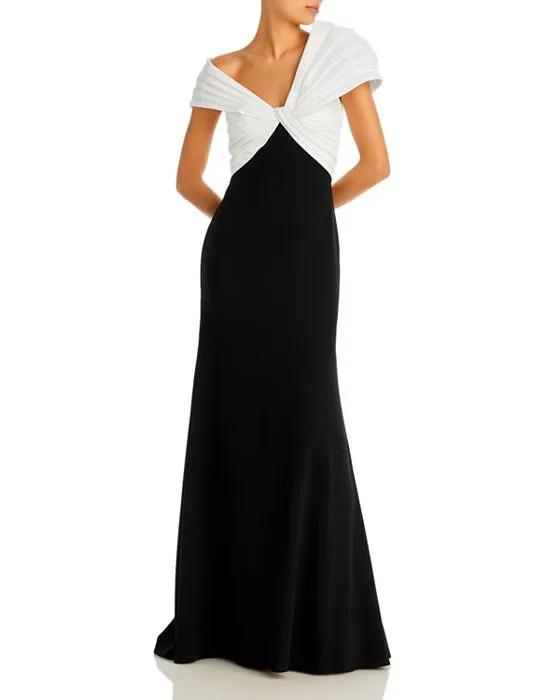 Twisted Front Taffeta Gown