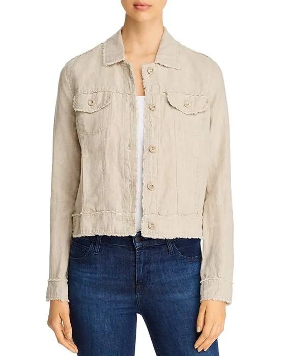 Two Palms Raw-Edge Linen Jacket