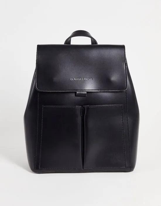 two pocket backpack in black