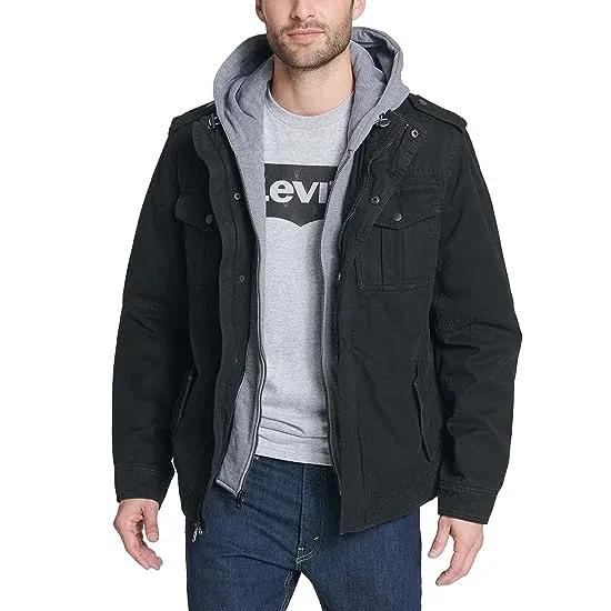 Two-Pocket Hoodie with Zip Out Jersey Bib/Hood and Sherpa Lining