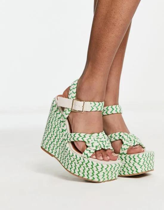 Tynera rope detail wedges in natural and green