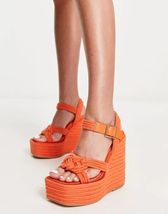Tynera rope detail wedges in orange
