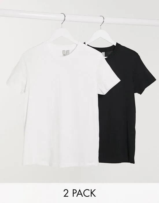 ultimate cotton t-shirt with crew neck 2 pack SAVE in black & white - MULTI