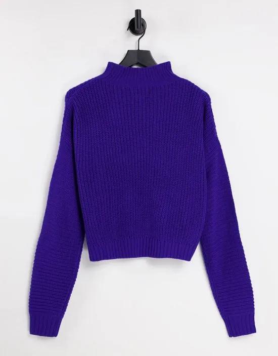 ultimate high neck sweater in blue