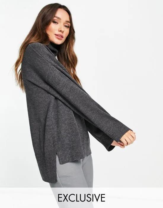 ultimate relaxed high neck sweater with exposed seams - part of a set