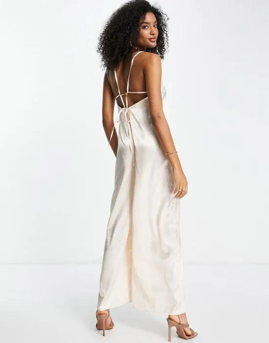ultimate satin cami wide leg jumpsuit in ivory
