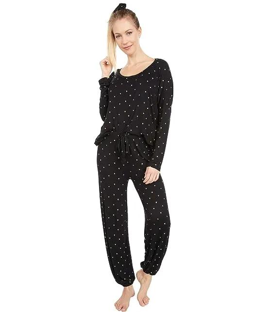 Ultra Soft Heart Jersey Pajama + Scrunchie Set