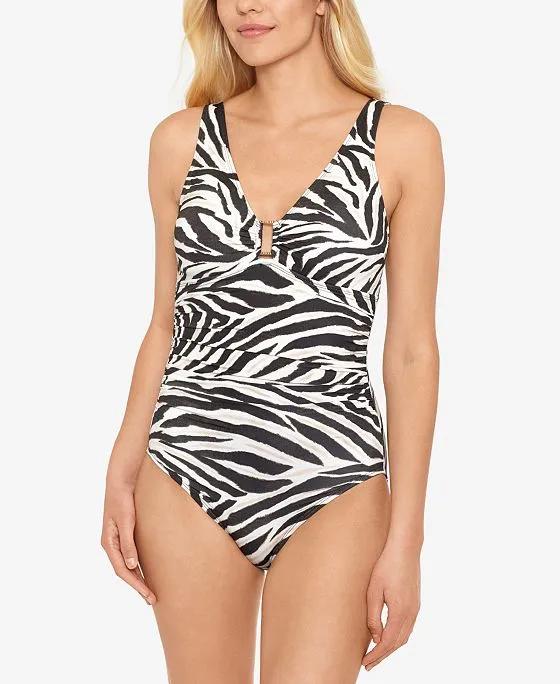 Underwire Tummy-Control Ring-Front One-Piece Swimsuit