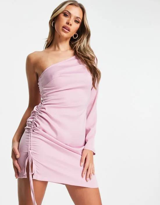 Unique21 one shoulder mini dress in dusky pink