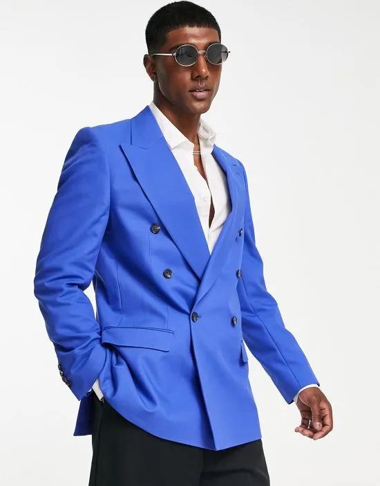 unlined suit jacket in bright blue