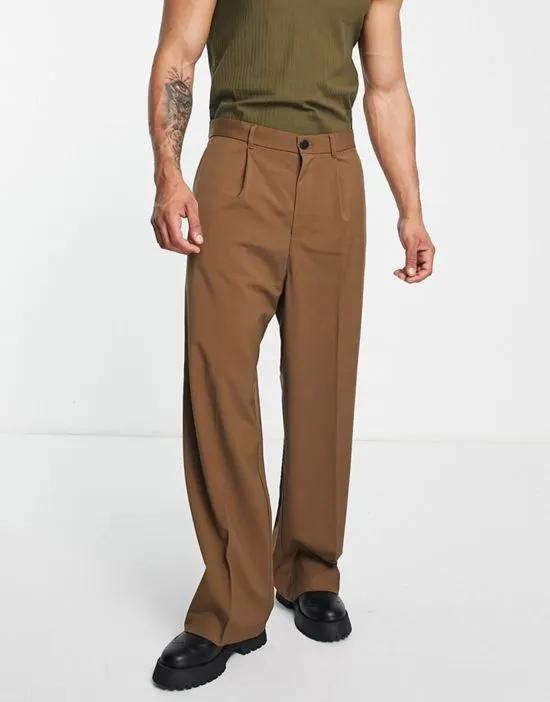 uno oversized suit pants in brown