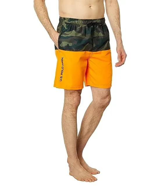 USPA Color-Block Camo Swim Shorts