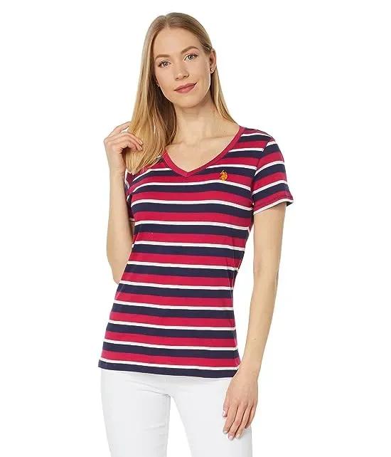 USPA V-Neck Striped Tee Shirt