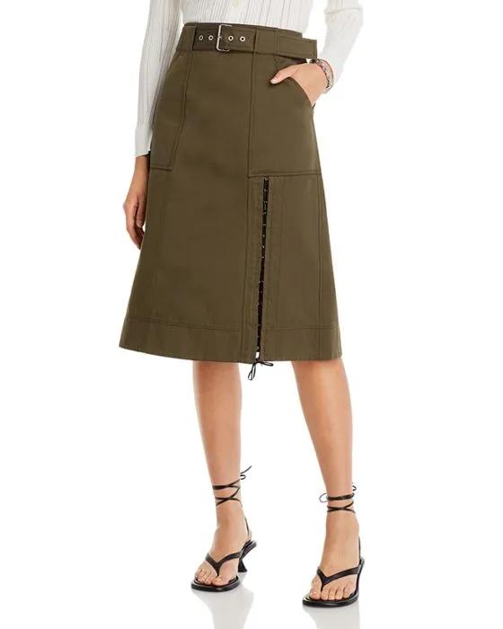 Utility Belted Midi Skirt