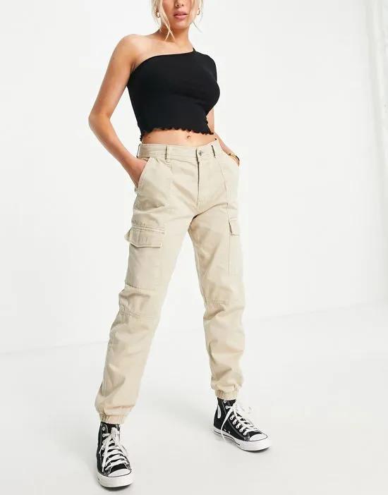 utility cargo pants in stone