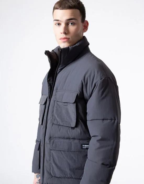 utility puffer jacket in gray