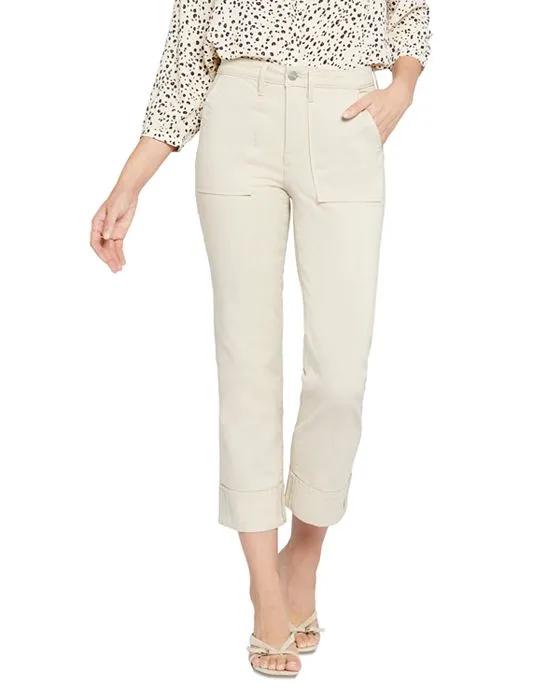 Utility Relaxed High Rise Ankle Straight Jeans in Feather