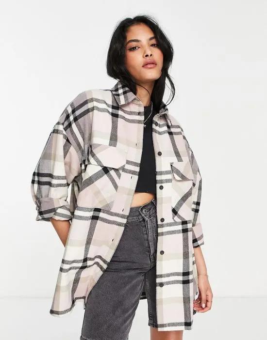 utility shirt in pink check