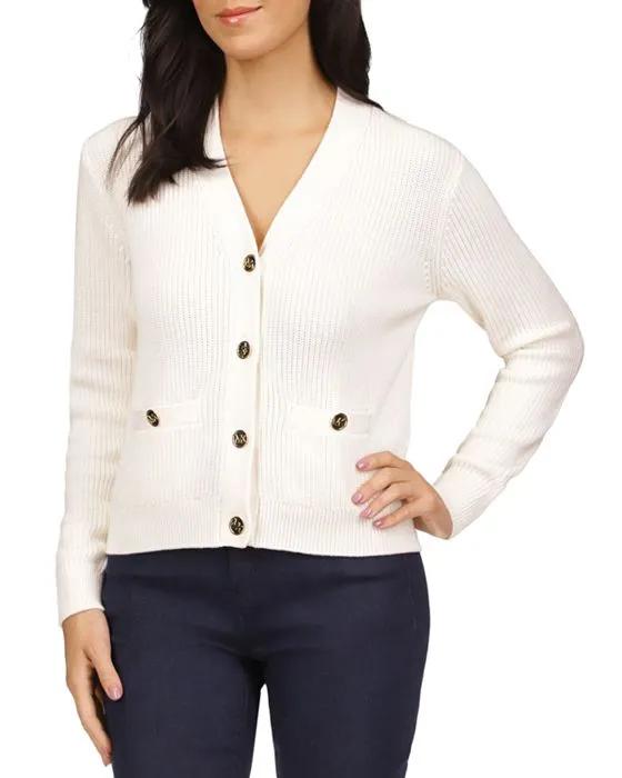 V Neck Button Front Cardigan