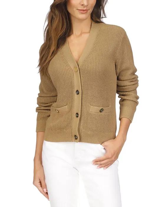 V Neck Button Front Cardigan