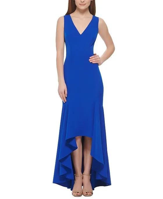 V-Neck High-Low Gown