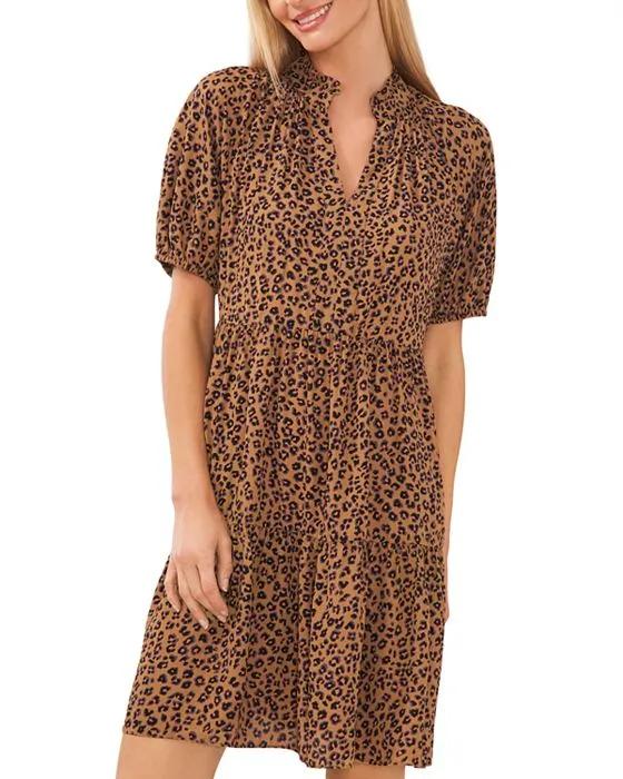 V Neck Leopard Print Dress