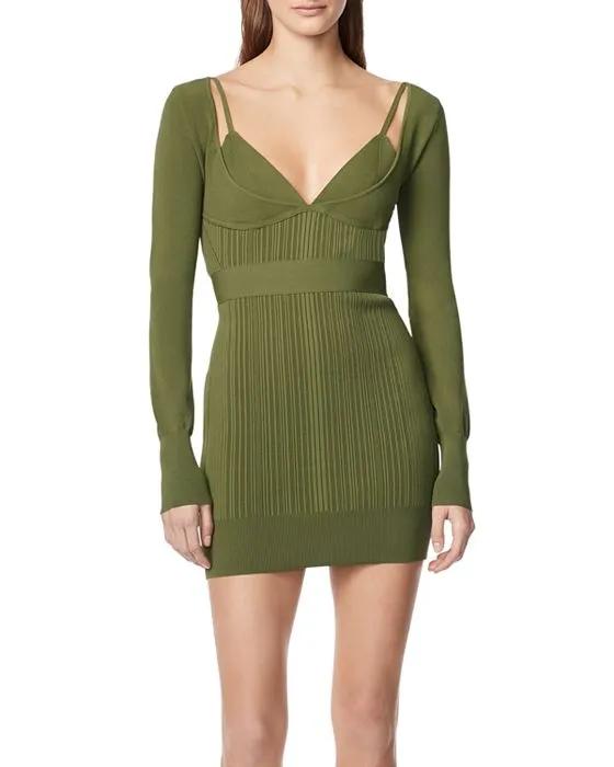 Variegated Ribbed Strappy Mini Dress