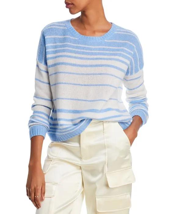 Variegated Stripe Drop Shoulder Cashmere Sweater - 100% Exclusive