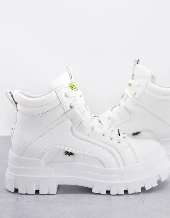 vegan aspha mid chunky boots in white