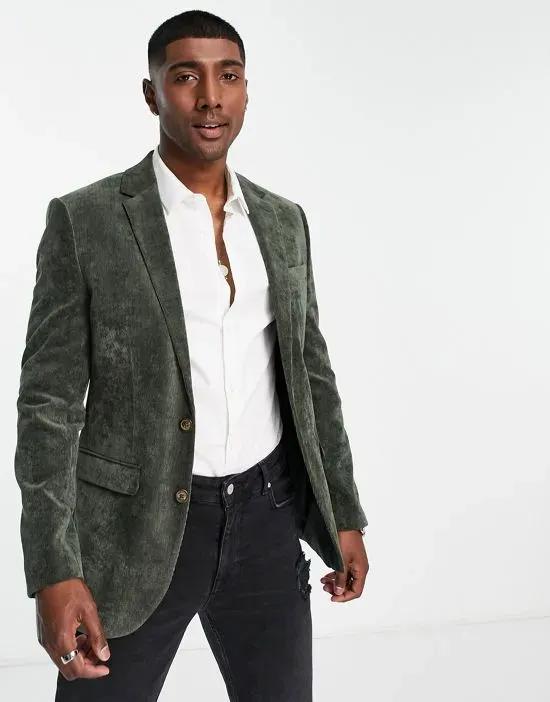 velvet cord suit jacket in green