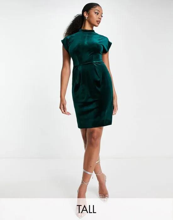 velvet mini dress in emerald