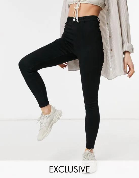 Vice high waist skinny jeans with belt loops in black
