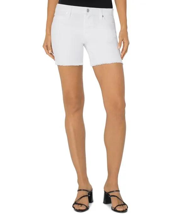 Vickie Frayed Hem Jean Shorts in Bright White