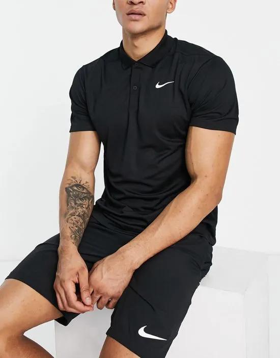 Victory Swoosh chest polo in black
