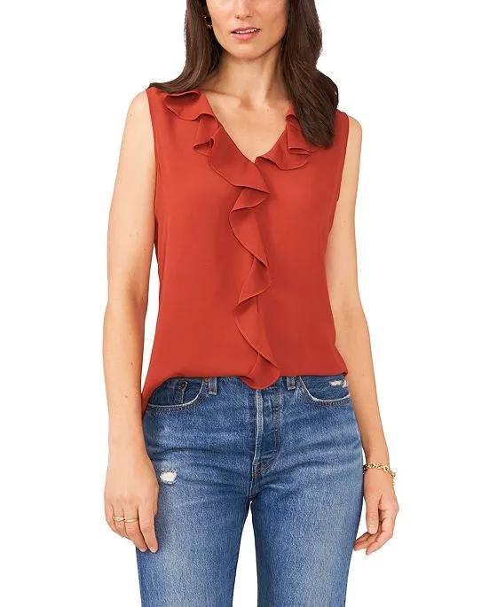 Vince Camuto Solid Sleeveless Ruffled Top