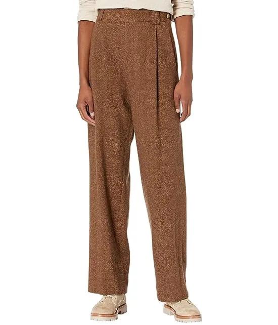 Vince Flannel High-Waisted Trousers in Wool & Cashmere Blend