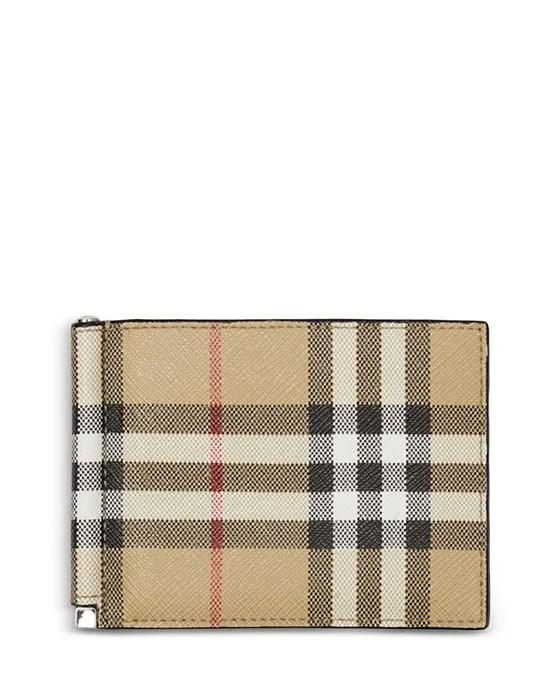 Vintage Check Money Clip Bifold Wallet