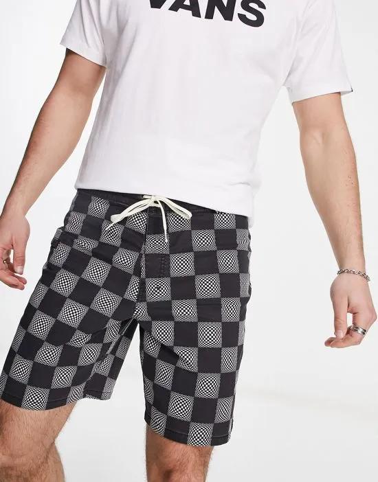 vintage checkered board shorts in black and white