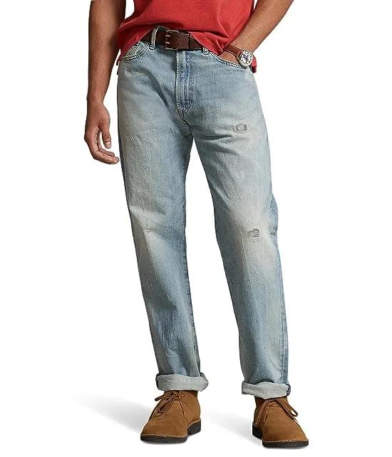 Vintage Classic Fit Distressed Jeans in Buckbrook Light