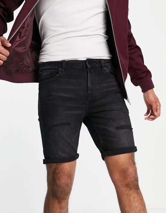 vintage fit denim shorts in black