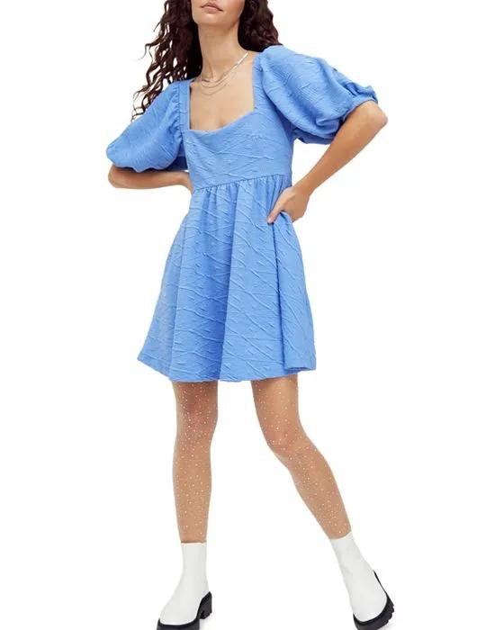 Violet Puff Sleeve Mini Dress  