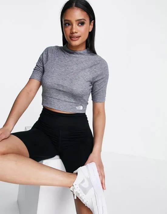 Vryture cropped t-shirt in gray heather