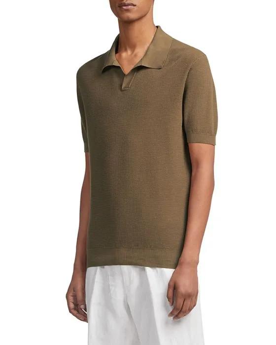 Waffle Knit Short Sleeve Polo