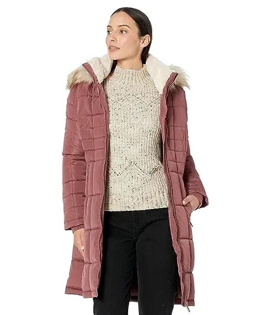 Walker Puffer with Chest Zip and Faux Fur Trim
