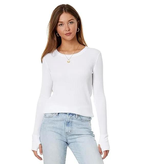 Washed Cotton Modal Thermal Long Sleeve Crew Neck Tee