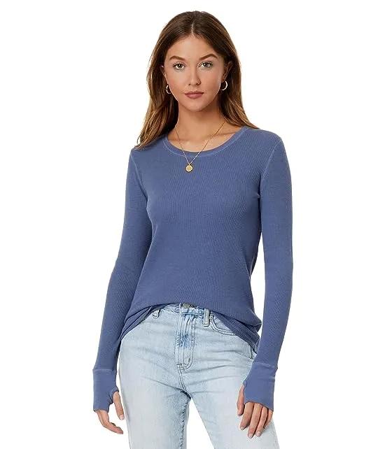 Washed Cotton Modal Thermal Long Sleeve Crew Neck Tee
