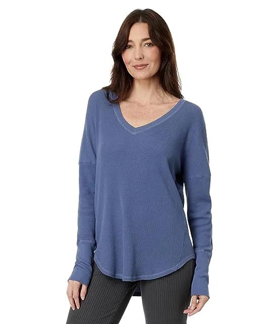 Washed Cotton Modal Thermal Long Sleeve V-Neck Tunic